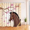 thumbnail image 1 of WOPOP Welcome to Japan Decor Horse under Cherry Blossoms Polyester Fabric Bathroom Shower Curtain 66x72 inches, 1 of 1