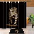 thumbnail image 1 of WOPOP Wild Animal Decor Forest Wildlife Leopard Walk From Black Backdrop Come Out Shower Curtain 66x72 inches with Floor Doormat Bath Rugs 15.7x23.6 inches, 1 of 1