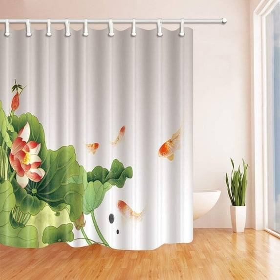 WOPOP Wild Animal Safari Dinosaur Walking to Purple Flower in Desert Polyester Fabric Bath Curtain, Bathroom Shower Curtain 66x72 inches
