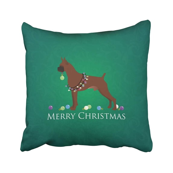 WOPOP Xmas Boxer Dog Merry Christmas Design Pillowcase Pillow Cushion Cover 18x18 inches