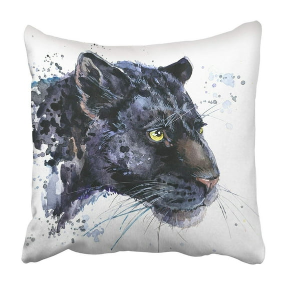 WOPOP black jaguar watercolor Pillowcase Throw Pillow Cover Case 16x16 inches