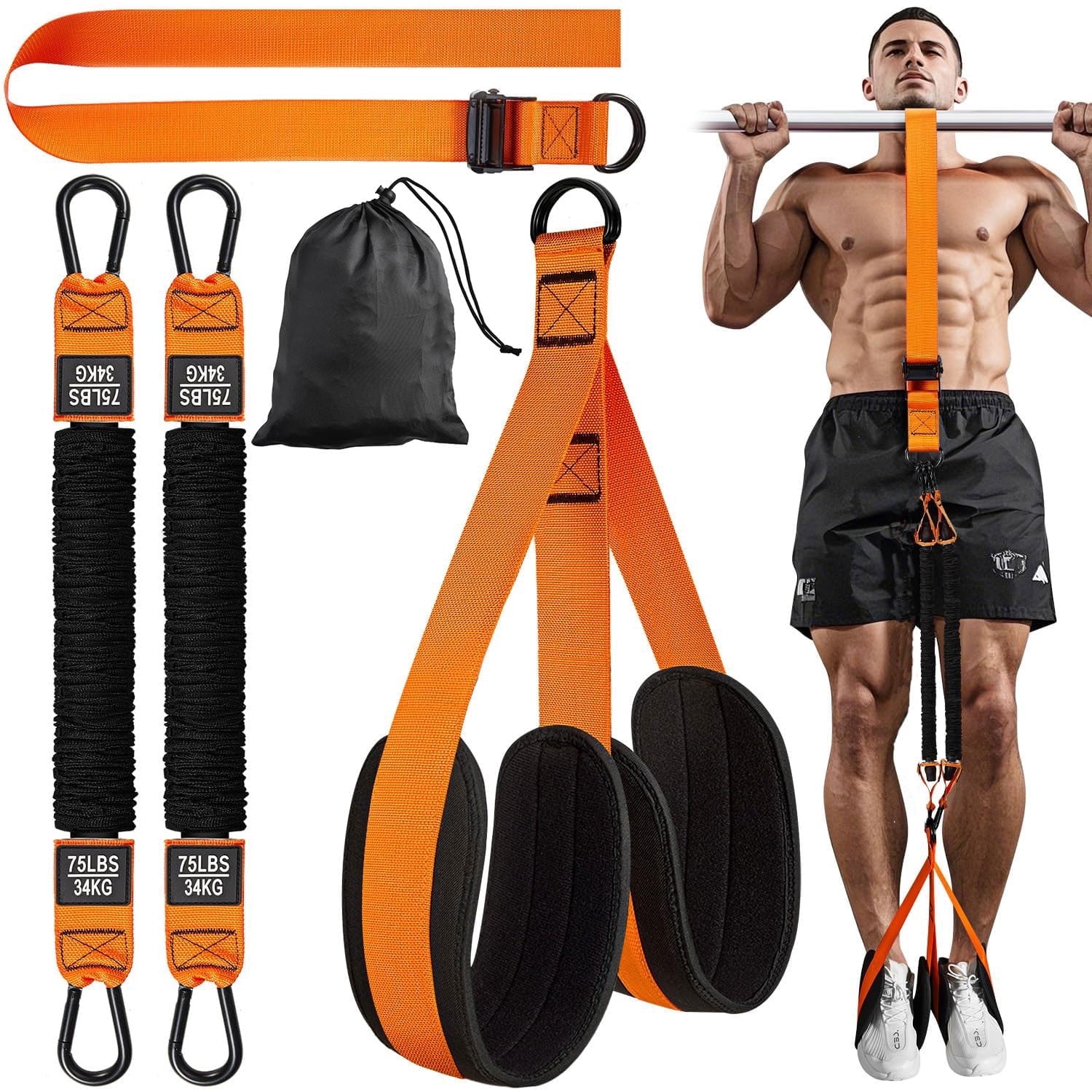 WOQQW Pull Up Assistance Bands, Adjustable Weight Resistance Band for Pull Up Bar, Feet/Knee Rest