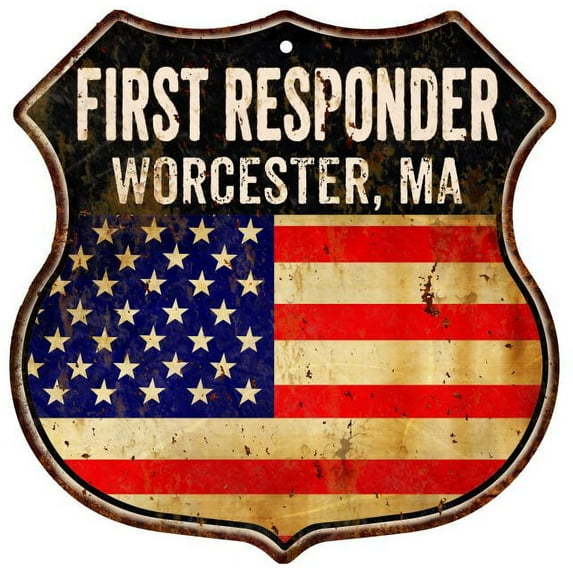 WORCESTER, MA First Responder USA 12x12 Metal Sign Fire Police 211110022121