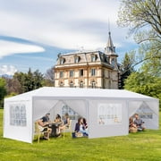WORCOTHRAY Outdoor Canopy Gazebo 10x30 ft with 8 Sidewall 2 Zipper Door - Spacious, Weather-Resistant Party Tent for Events, Weddings, and Gatherings