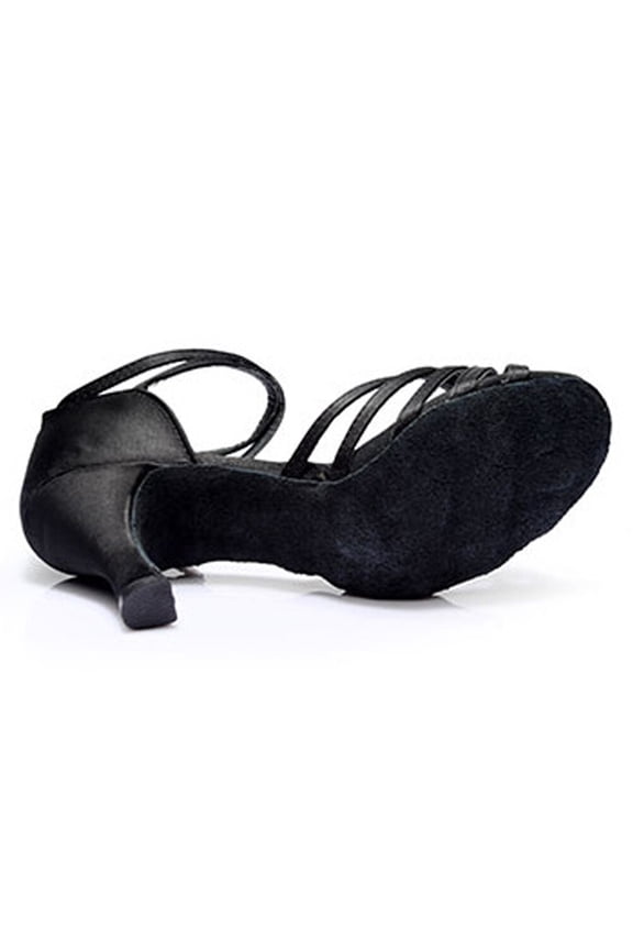 Women's Latin Ballroom Dance Shoes, 1 Pair Black High Heels with Knotted Strap, Size 35 Stylish Dance Footwear