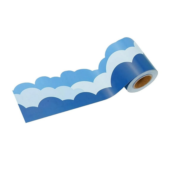 WORGEOUS 1 Roll Bulletin Board Borders Cloud Pattern Bulletin Border Stickers Trim Classroom Borders For Bulletin Board White Board Chalkboard Decor