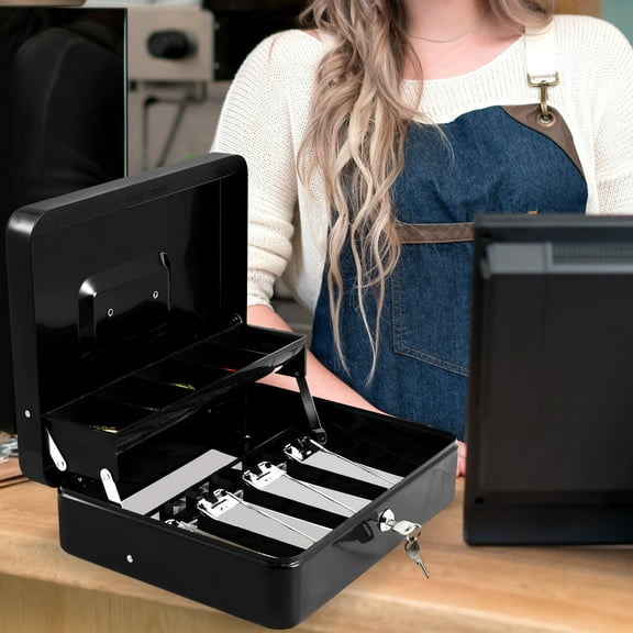 WORGEOUS 1 Set Cash Register Box With Key Lock Heavy Duty Money Box Large Box Cash Safe Portable Cash Management Box Cash Drawer