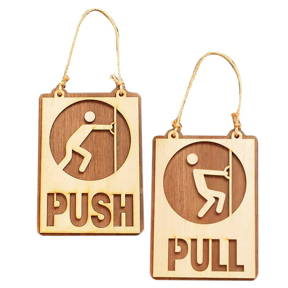 WORGEOUS 1 Set Door Push Sign Wood Sign Entrance Door Push Pull Sign ...
