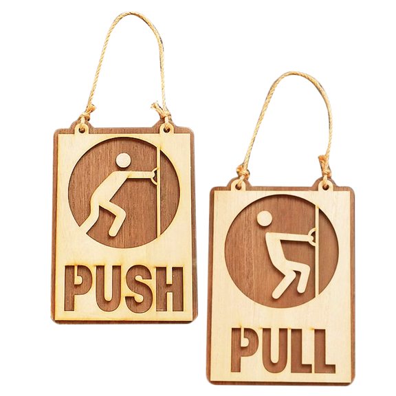 WORGEOUS 1 Set Door Push Sign Wood Sign Entrance Door Push Pull Sign Hotel Restaurant Indication Signs Guiding Sign Push Indication Sign Push Pull Sign