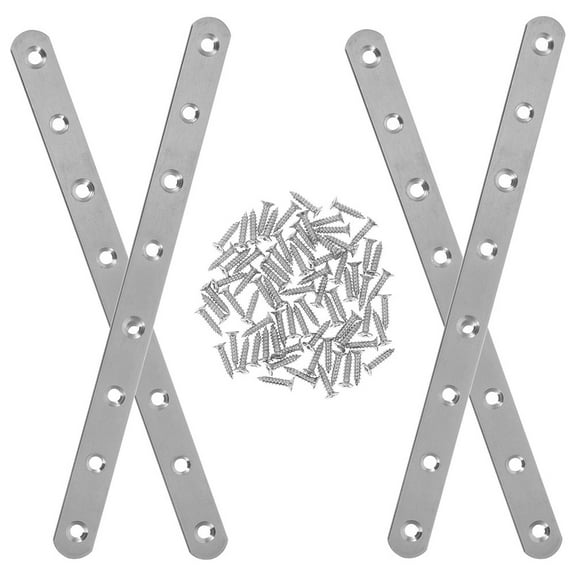 WORGEOUS 1 Set Flat Mending Plate 12 Inch With Screws Stainless Steel Straight Brackets For Repair And Fixing For Furniture And Wood Joining