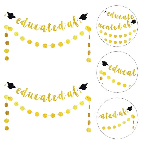 BESTYASH 1Set Elegant Golden Graduation Party Banner for Wall and Table Decorations
