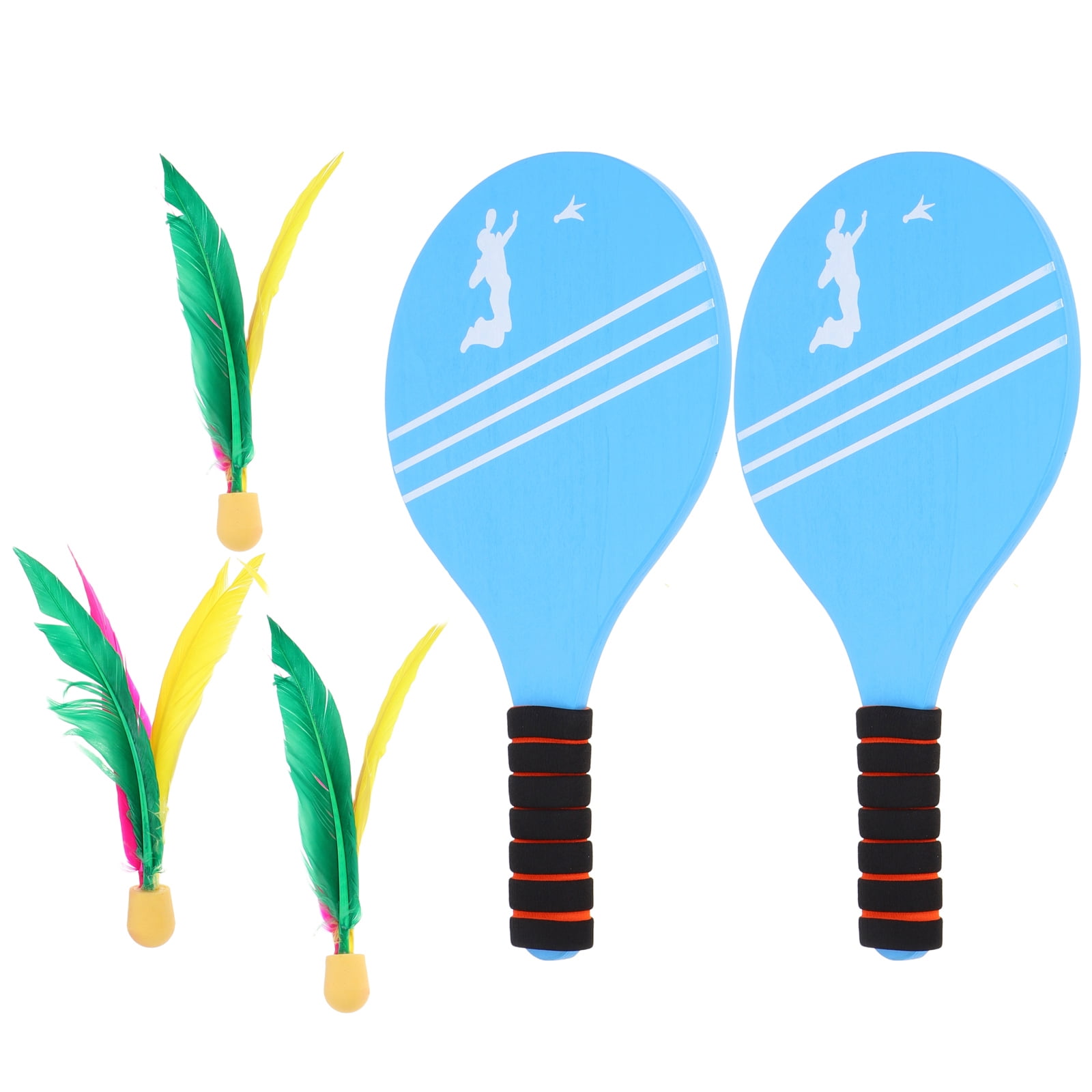 WORGEOUS 1 Set Kids Badminton Racket Set Wooden Racket Paddle Game Set Includes Shuttlecocks and Carry Bag for Backyard and Beach Yard Games