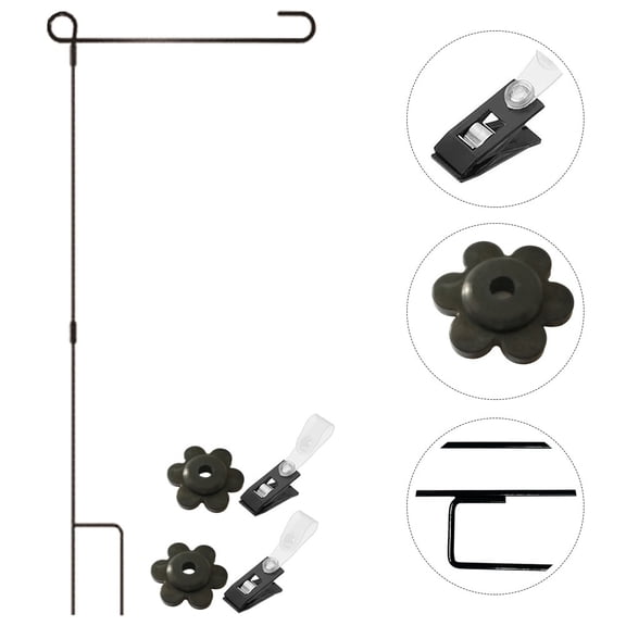 BESTYASH Weather-Proof Flag Stand Garden Flagpoles Iron 1 Set
