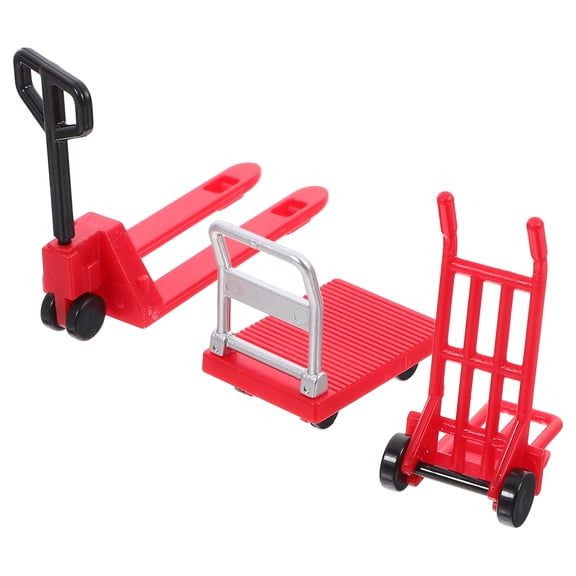WORGEOUS 1 Set of Miniature Forklift Platform Cart Hand Pulley Toy Mini Construction Tool Model Toys Mini Platform Cart Forklift Hand Pulley Model