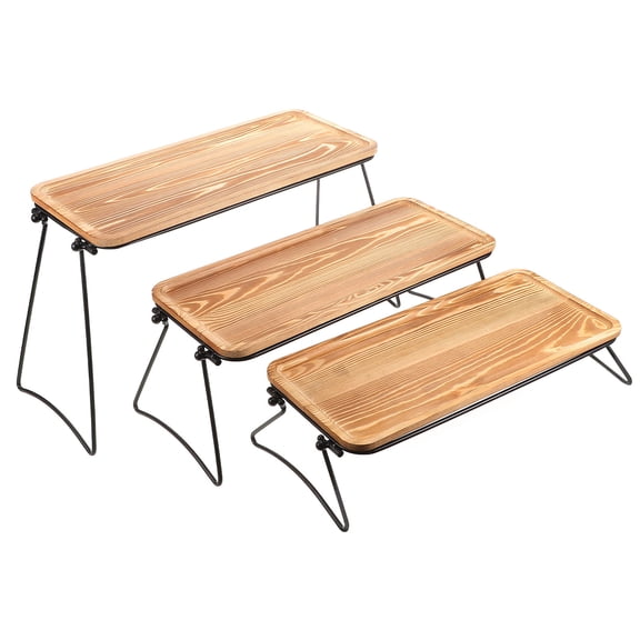 WORGEOUS 1 Set of Rectangle Tea Tray Coffee Snack Food Serving Tray with Rack for Restaurant Cafe Bar