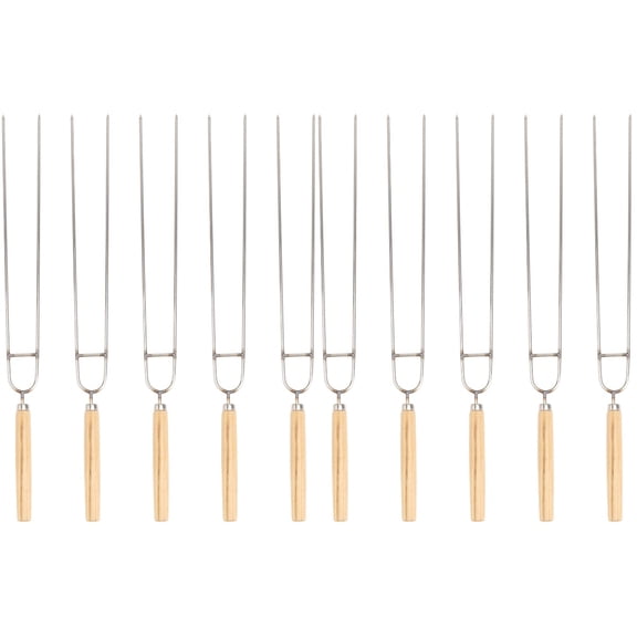 Mobutofu Wooden Handle BBQ Forks - Grilling Tools Perfect for Chicken Wings and Outdoor Barbecue
