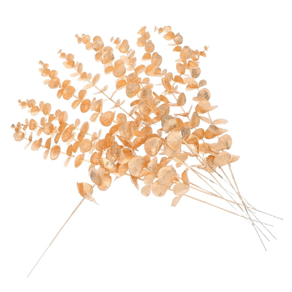 WORGEOUS 10 Pcs Air Outlet Vent Simulation of Eucalyptus Plants 46.00X3.50X2.50CM Golden