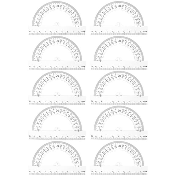 GETAJGHSD 10Pcs Portable White Plastic Protractors for Home and School Math Lessons