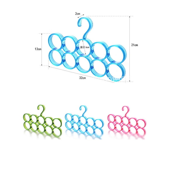 WORGEOUS  10 Rings Scarf Display Slots Holder Circle Shape Coat Hanger Red