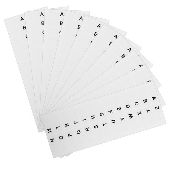 WORGEOUS 10 Sheet Alphabet Sticker Labels Strong Adhesive White Index Stickers for Book Marking Note Taking School Files Document Classification