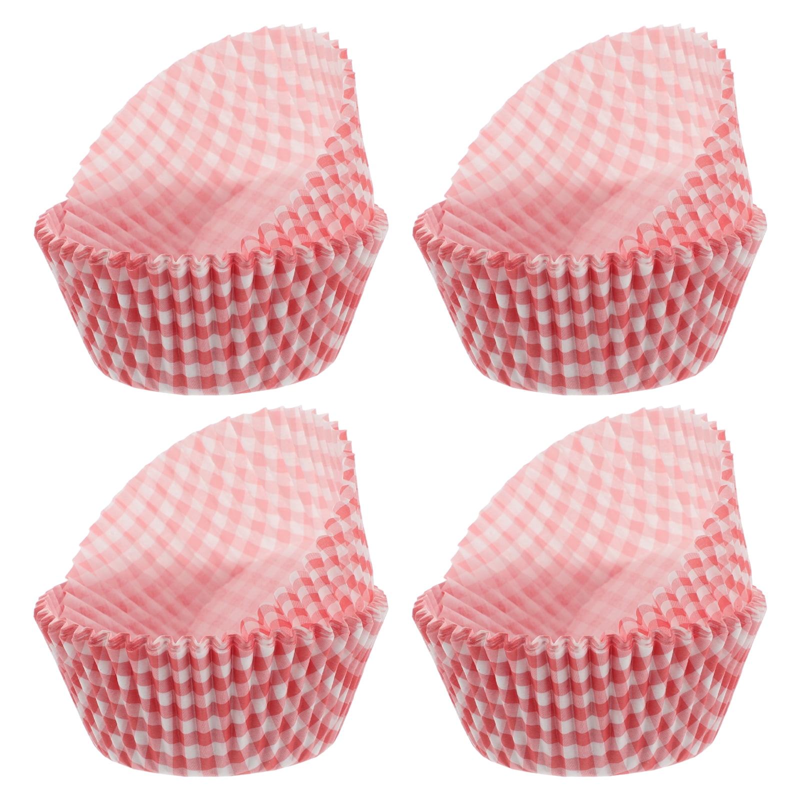 WORGEOUS  100 Pcs Cake Cups Chocolate Paper Aluminum Foil Plaid Birthday Mini Red