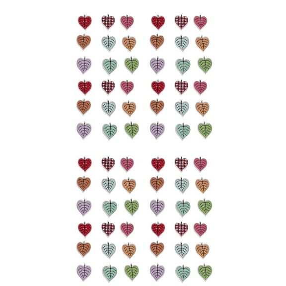 WORGEOUS 100 Pcs DIY Wooden Buttons Creative Colored Drawing Leaves Pattern Buttons Two Holes Buttons for Sewing Scrapbooking Hand-painted Shoes Hats