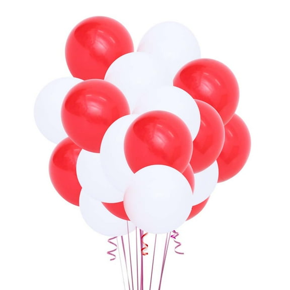 WORGEOUS 100pcs 10inch Thicken Round Latex Balloons Valentine's day Holiday Decorations White and Red Balloons for Party Supplies (Assorted Color)