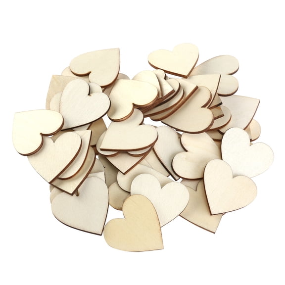 WORGEOUS 100pcs Natural Wooden Heart Slices, Blank Wood Discs for Crafts, Projects, Scrapbooking, Kids and Adult Activities