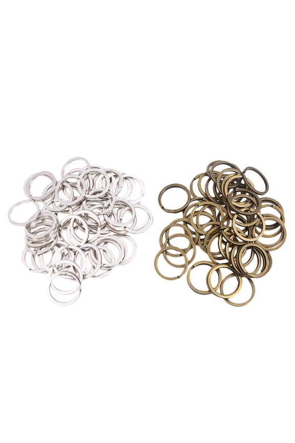 100pcs Vintage Metal Key for Keys and Jewelry Crafts - 50 Antique Brass & 50 White Flat Keychain