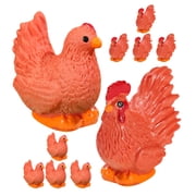 WORGEOUS 10Pcs Miniature Rooster Red Resin Garden Ornament For Holiday present