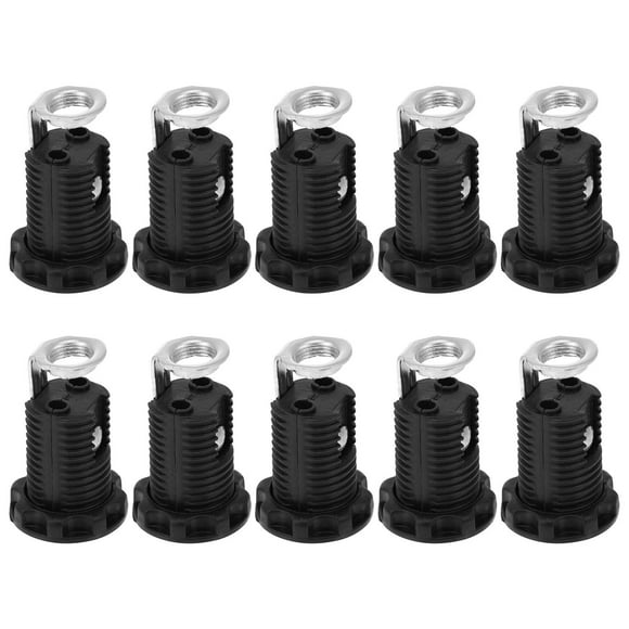 WORGEOUS 10Pcs Round Black Plastic E12 Plug-in Screw Light Socket for Base