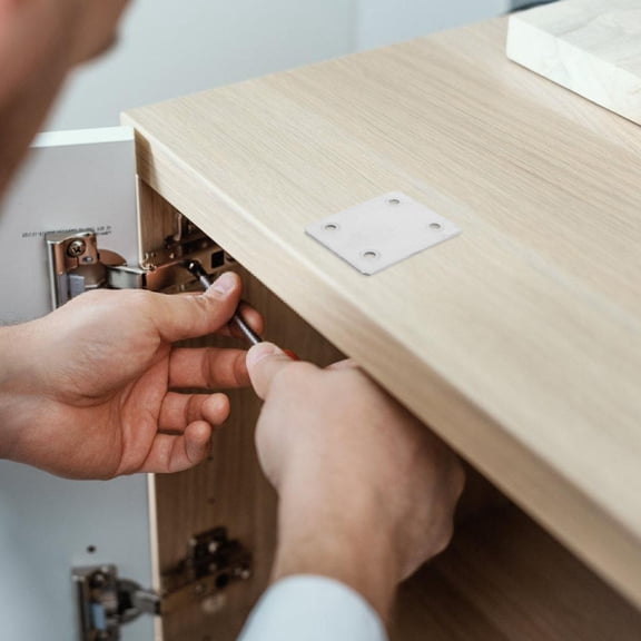 BESTYASH 10Pcs Metal Brackets for Wood Furniture Stainless Steel Straight Joining Plates