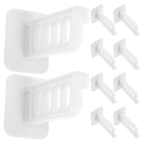 WORGEOUS 10Pcs Wall Mount Coat Hanger Holder 4 Hole Folding Clothes Hanger Rack Rotatable Adhesive Clothes Drying Rack No Drilling For Laundry Room Bedroom White