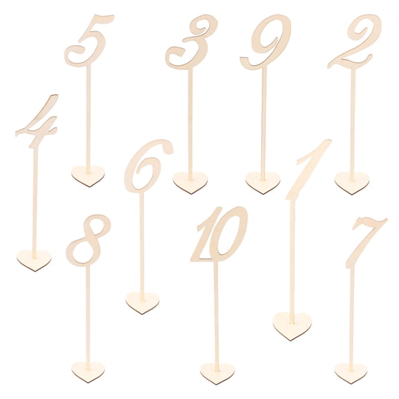 WORGEOUS 10pcs 1-10 Wooden Table Numbers Holder Base for Rustic Wedding Birthday Party Seat Decoration