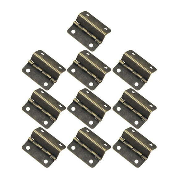 FUEENIRVA 10Pcs Golden Wooden Box Hinges Three Fold Metal Right Angle Sturdy Furniture Hinges for Home