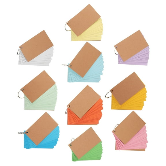 YSNOOWE 10Pcs Colored Index Cards with Paper Cover Rings for Work and Meetings