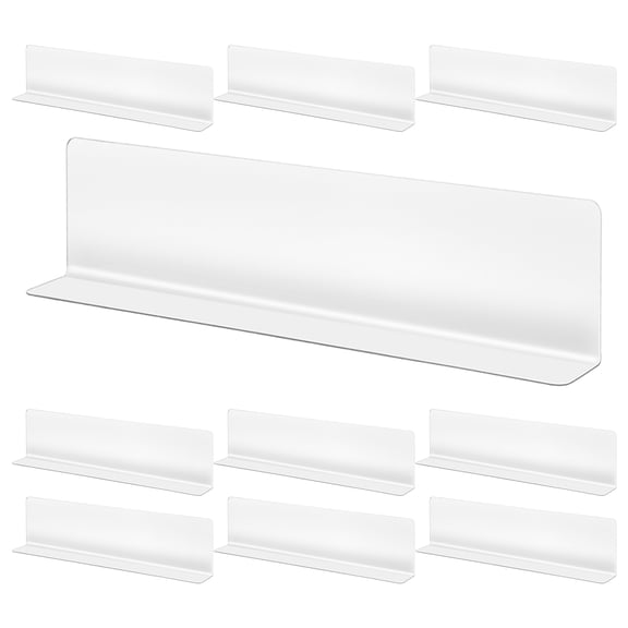 WORGEOUS 10pcs L Shaped Shelf Dividers Clear PVC Organizers for Supermarket Shelves for Retail Store Display Transparent Clapboard for Quick Access and Efficient Organization (non-magnetic)