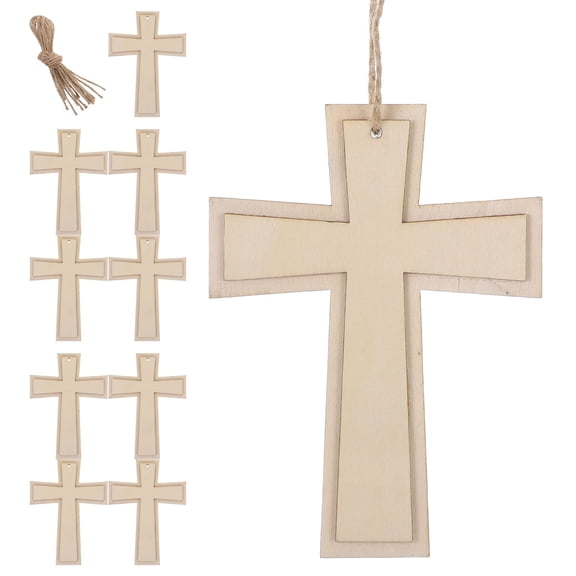 Mobutofu Rustic Khaki Wood Cross Cutout Shapes for Crafts, Home Decor, Projects and Woodworking