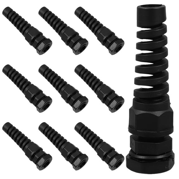 WORGEOUS 10pcs Waterproof Nylon Cable Glands Spiral Strain Relief Joints Power Cord Strain Relief Cable Protector Outdoor Cable Sleeves