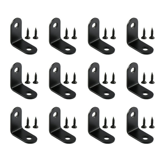 WORGEOUS 12 PCS Black Corner Code Flat Right Angle Support Corners Braces