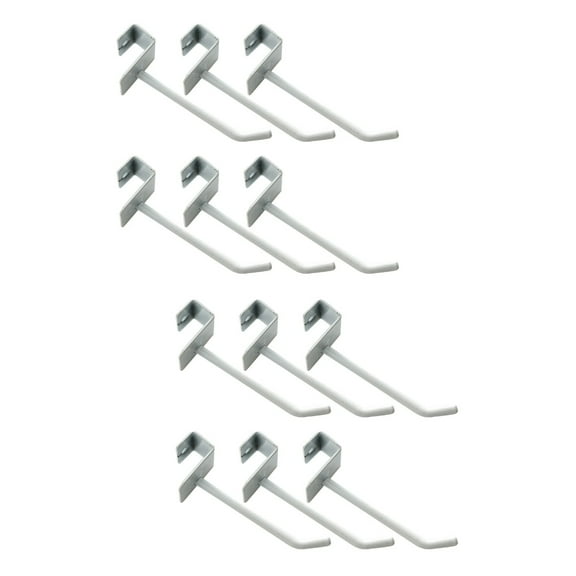 WORGEOUS 12 PCS  Square Tube Hook Shop Shelf Merchandise Hook (White 5.7mm Thick)