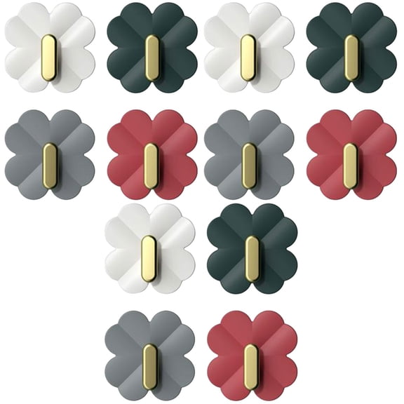 WORGEOUS 12-Pack Heavy Duty Decorative Adhesive Hooks, Plastic Sticky Wall Hooks for Hanging, and Easy to Use
