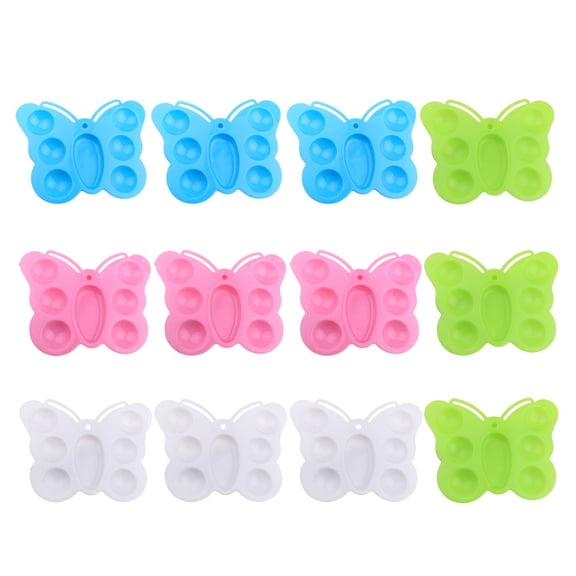 GOOHOCHY Durable Plastic Paint Palette for Drawing Use Easy to Clean with Assorted Colors 12Pcs