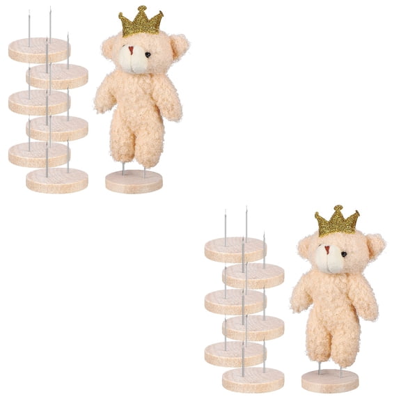 WORGEOUS 12 Pcs Felt Dolls Display Stand Wooden Felting Dolls Base Needle Felting Crafts Holder Stand Dolls Making Accessories