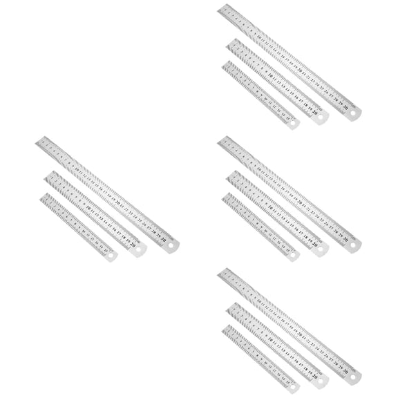 YSNOOWE Stainless Steel Ruler Clear Scale for Portable Measuring and Drawing 12Pcs
