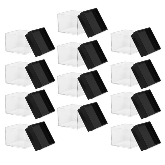 HOOWIFFY Clear Display Cases for Rocks and Minerals, Set of 12, Lightweight Storage Boxes for Collectibles