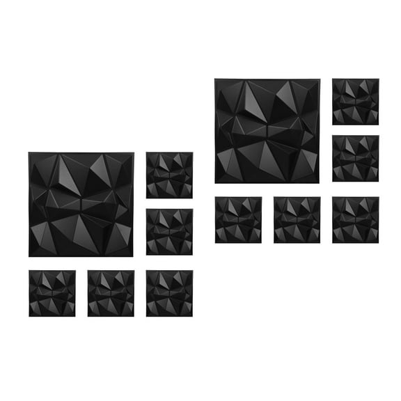 WORGEOUS 12 pcs Decorative Textured PVC Wall Panels Modern Style 3D Diamond Wall Panel Interior Wall Decor for Living Room Bedroom Office Black