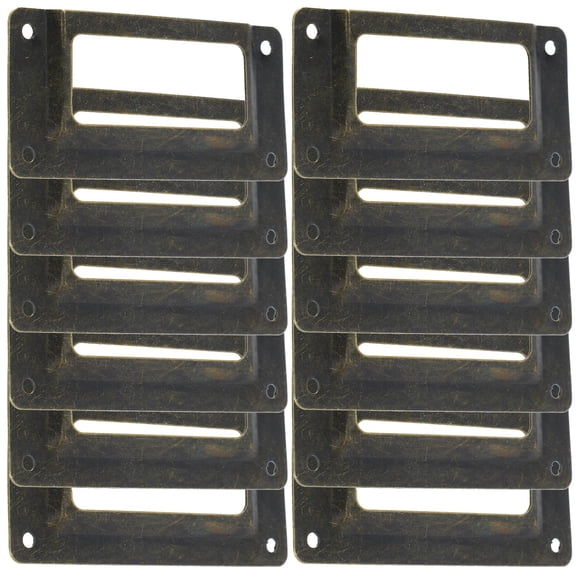 WORGEOUS 12Pcs Metal Label Holder Frames Drawer Cabinet Label Frames Retro Label Holder