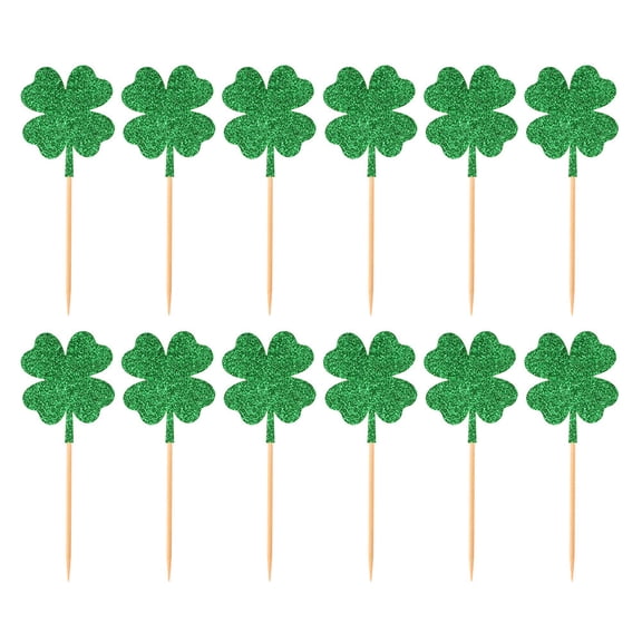 TABLZONE St Patrick's Day Cake Topper Party Decorations for Cake Made of Synthetic Material Green 12Pcs