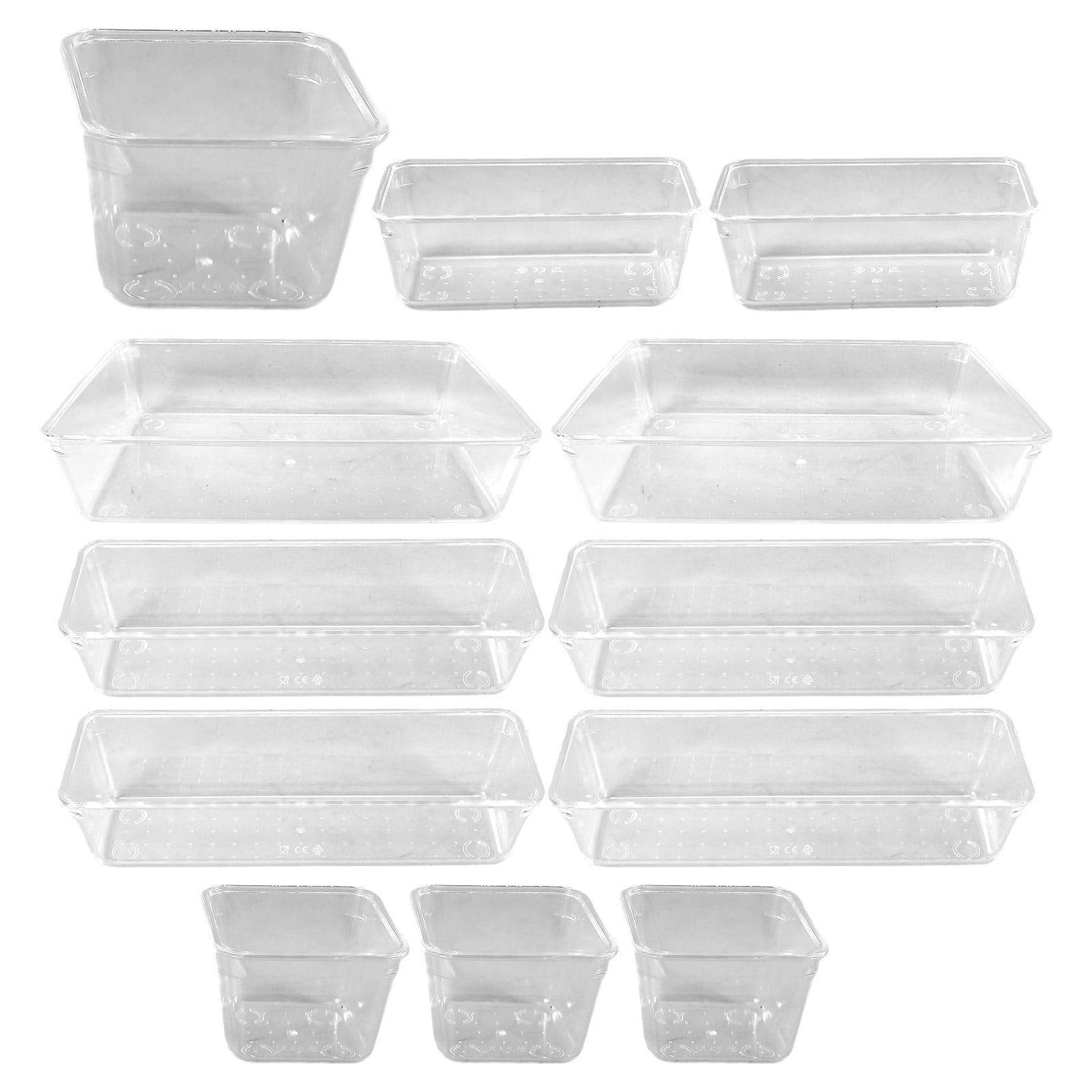 WORGEOUS 13pcs Plastic Dresser Drawer Organizers Drawer Storage Bin for Pens Gadgets